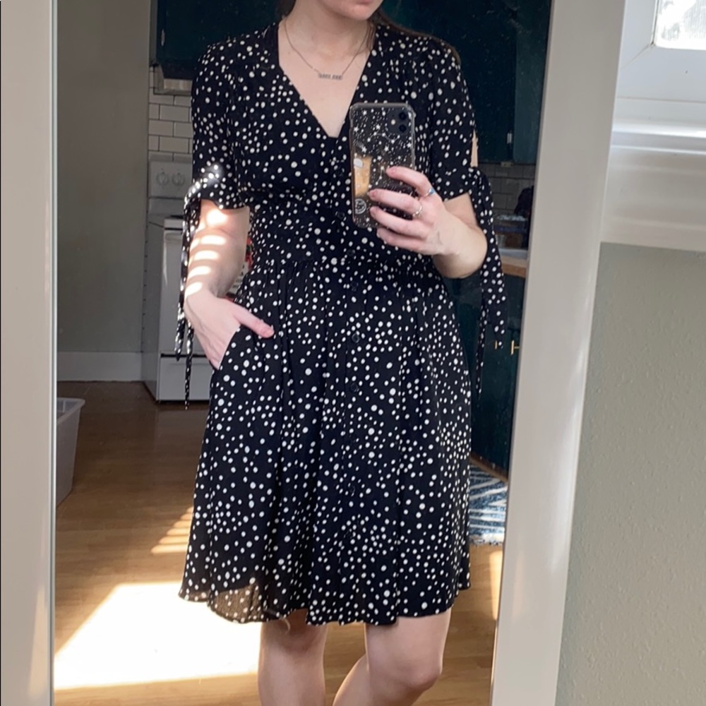 Retro Black and White Polka Dot Dress
